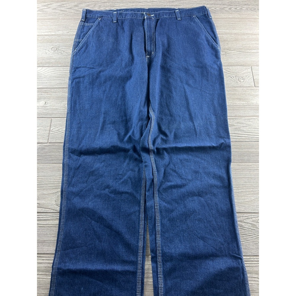 Carhartt B55 Men 44x34 Blue Denim Carpenter Pants Dungaree Fit Relaxed Jeans